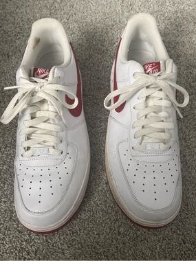 Nike Men’s Air Force 1 Low - White with Red Swoosh